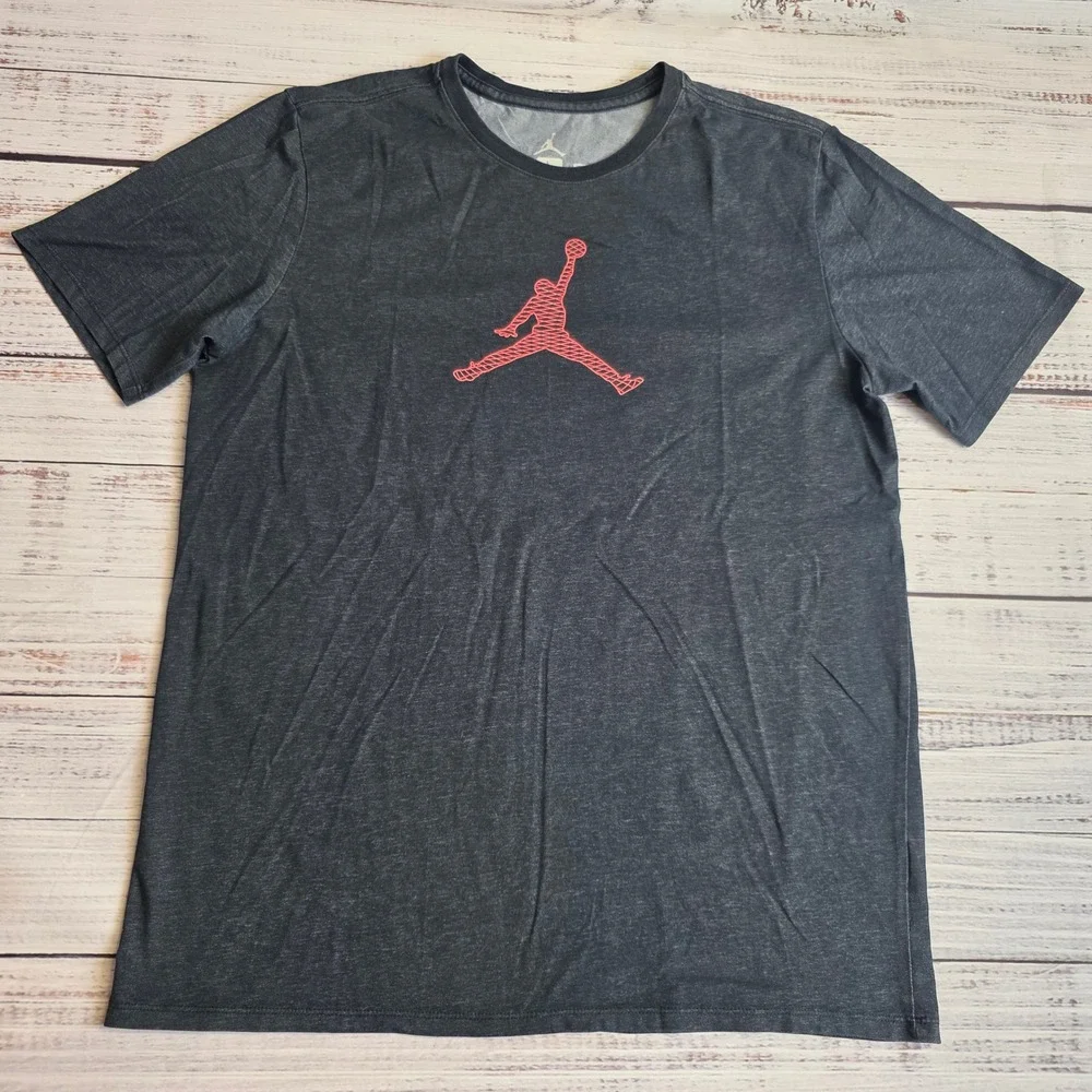 Jordan Mens Dri-FIT Jumpman Logo Graphic T-Shirt Large Charcoal Grey 801046-010